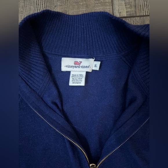 Vineyard Vines - Navy Longsleeve Solid Quarter Zip Sweater - Womens XL - Picture 4 of 9